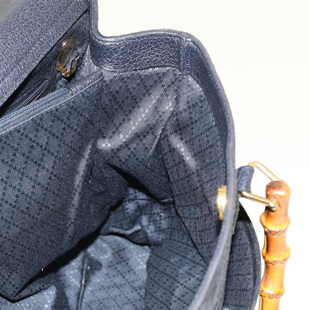 GUCCI Bamboo Hand Bag Suede 2way Navy 002 2855 0322 0 ep4351