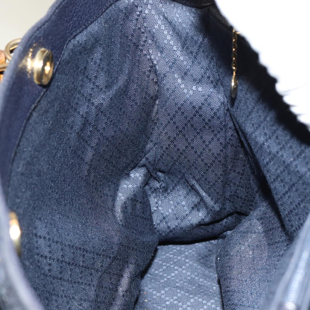 GUCCI Bamboo Hand Bag Suede 2way Navy 002 2855 0322 0 ep4351