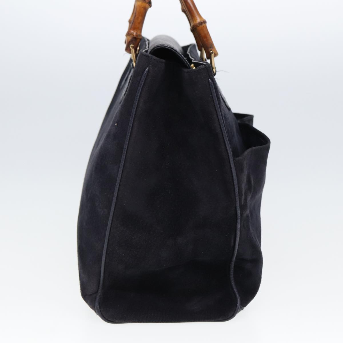 GUCCI Bamboo Hand Bag Suede 2way Navy 002 2855 0322 0 ep4351
