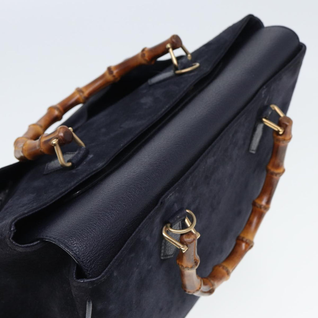 GUCCI Bamboo Hand Bag Suede 2way Navy 002 2855 0322 0 ep4351