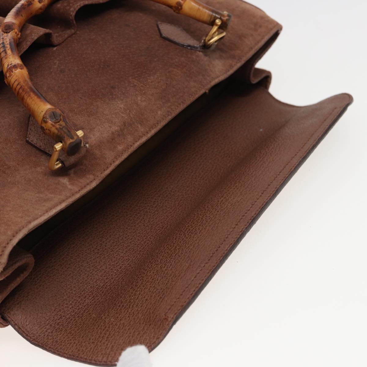 GUCCI Bamboo Hand Bag Suede Leather 2way Brown 002 2855 0322 0 ep4371