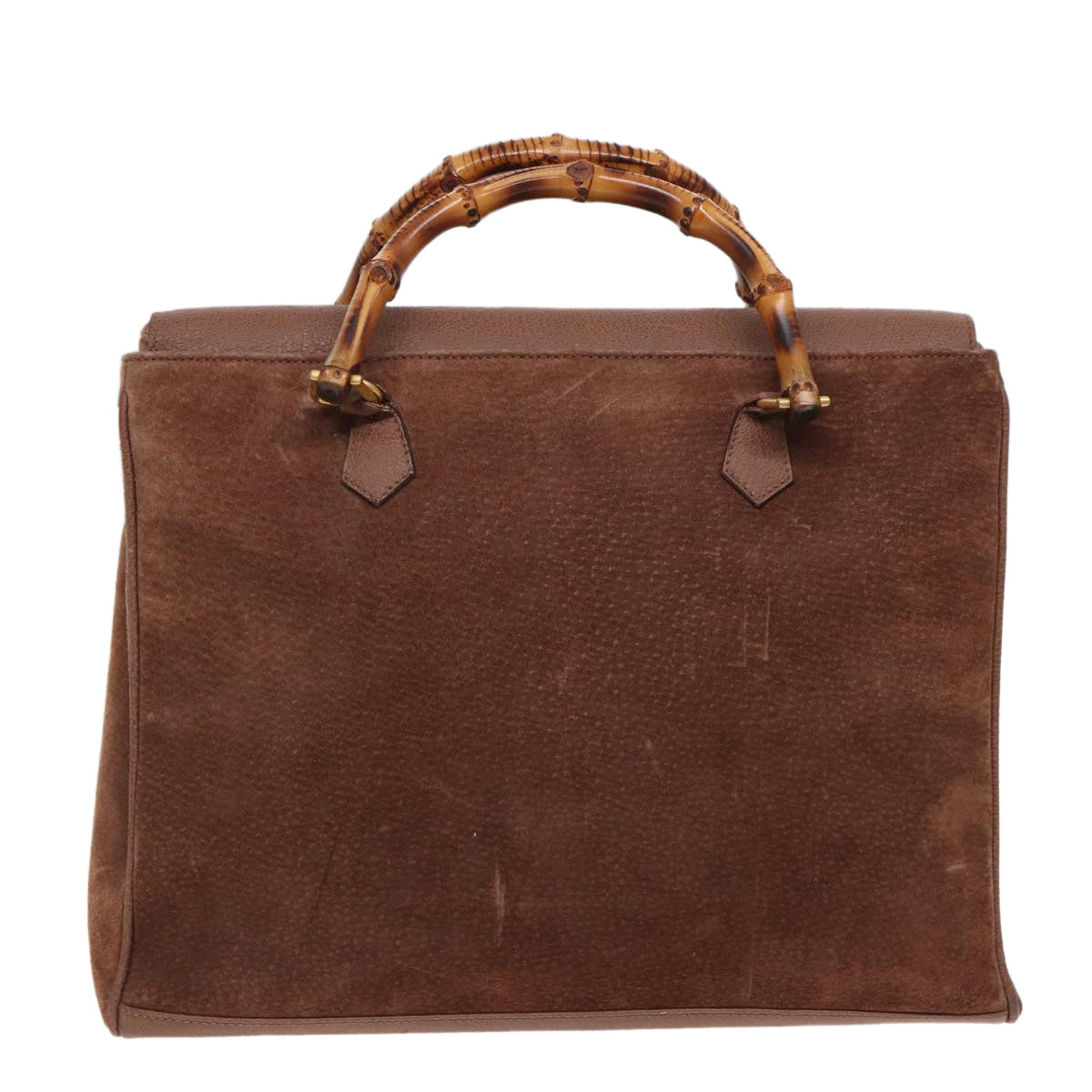 GUCCI Bamboo Hand Bag Suede Leather 2way Brown 002 2855 0322 0 ep4371