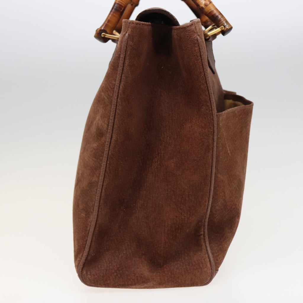 GUCCI Bamboo Hand Bag Suede Leather 2way Brown 002 2855 0322 0 ep4371