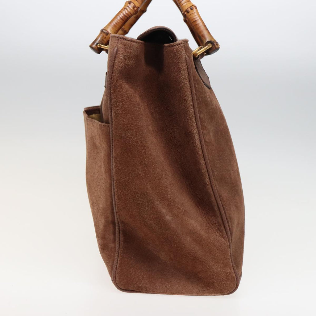 GUCCI Bamboo Hand Bag Suede Leather 2way Brown 002 2855 0322 0 ep4371