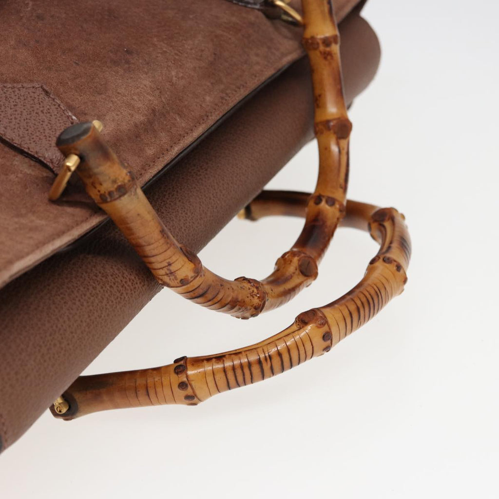 GUCCI Bamboo Hand Bag Suede Leather 2way Brown 002 2855 0322 0 ep4371