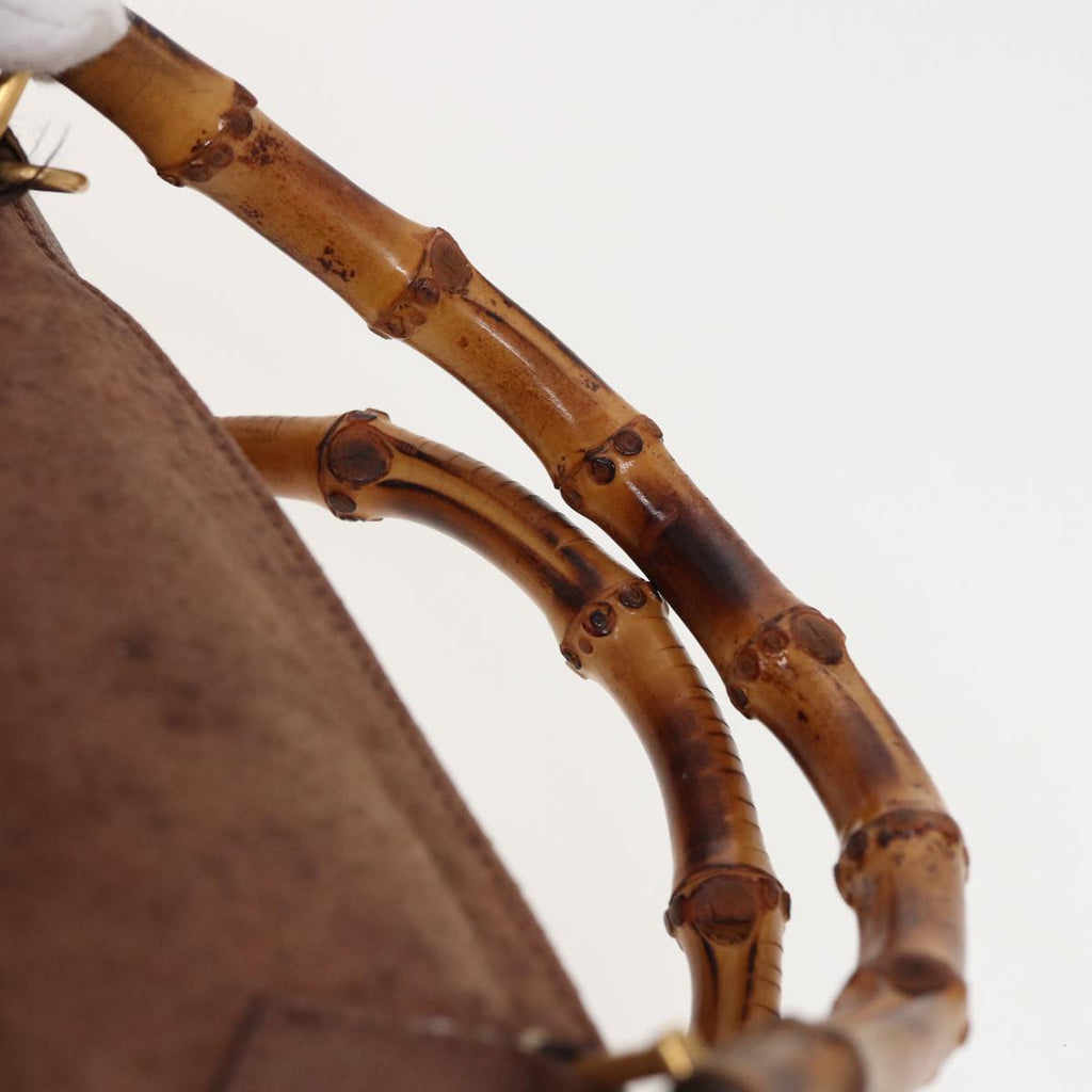 GUCCI Bamboo Hand Bag Suede Leather 2way Brown 002 2855 0322 0 ep4371