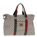 GUCCI GG Plus Supreme Web Sherry Line Tote Bag PVC Beige Red Green ep4377