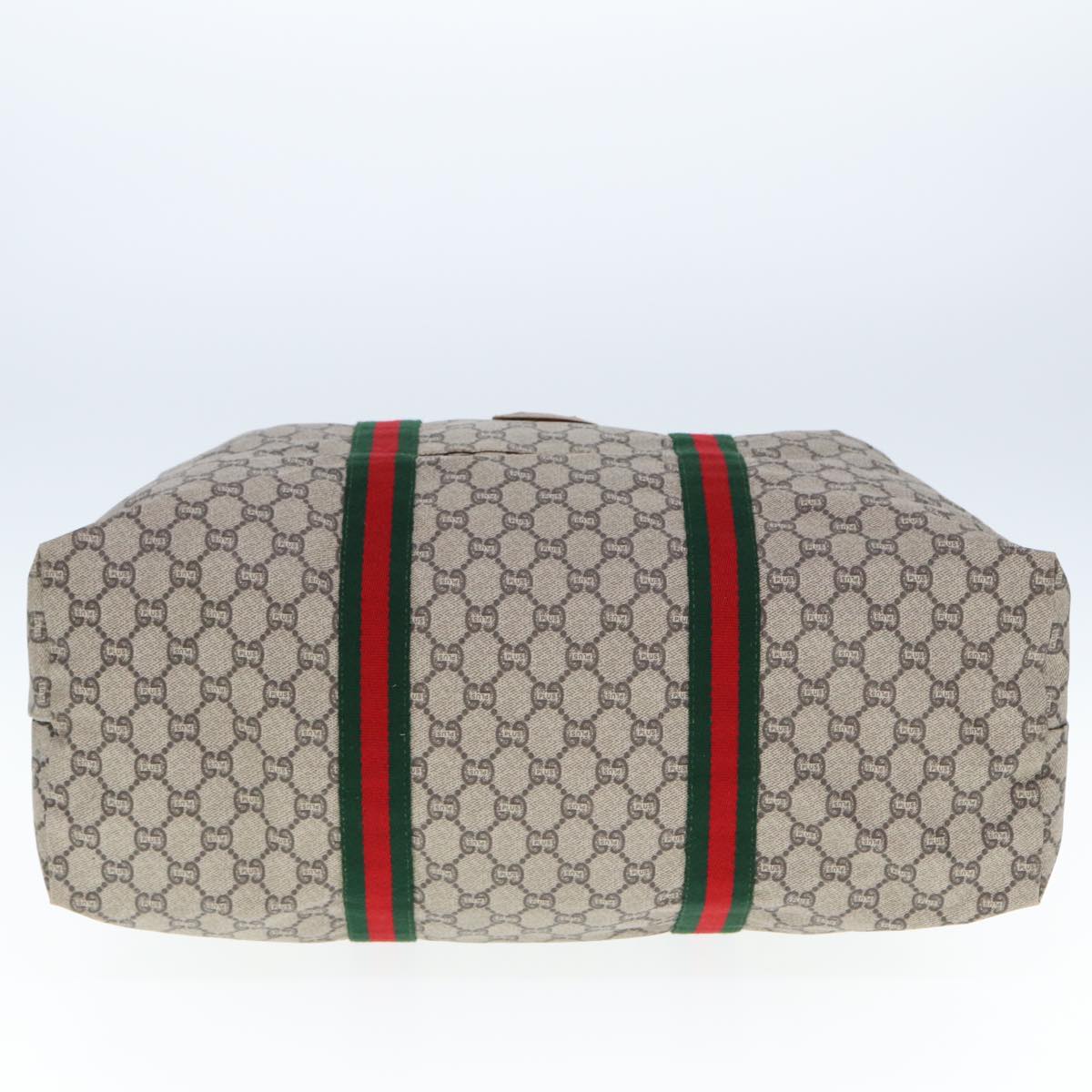 GUCCI GG Plus Supreme Web Sherry Line Tote Bag PVC Beige Red Green ep4377