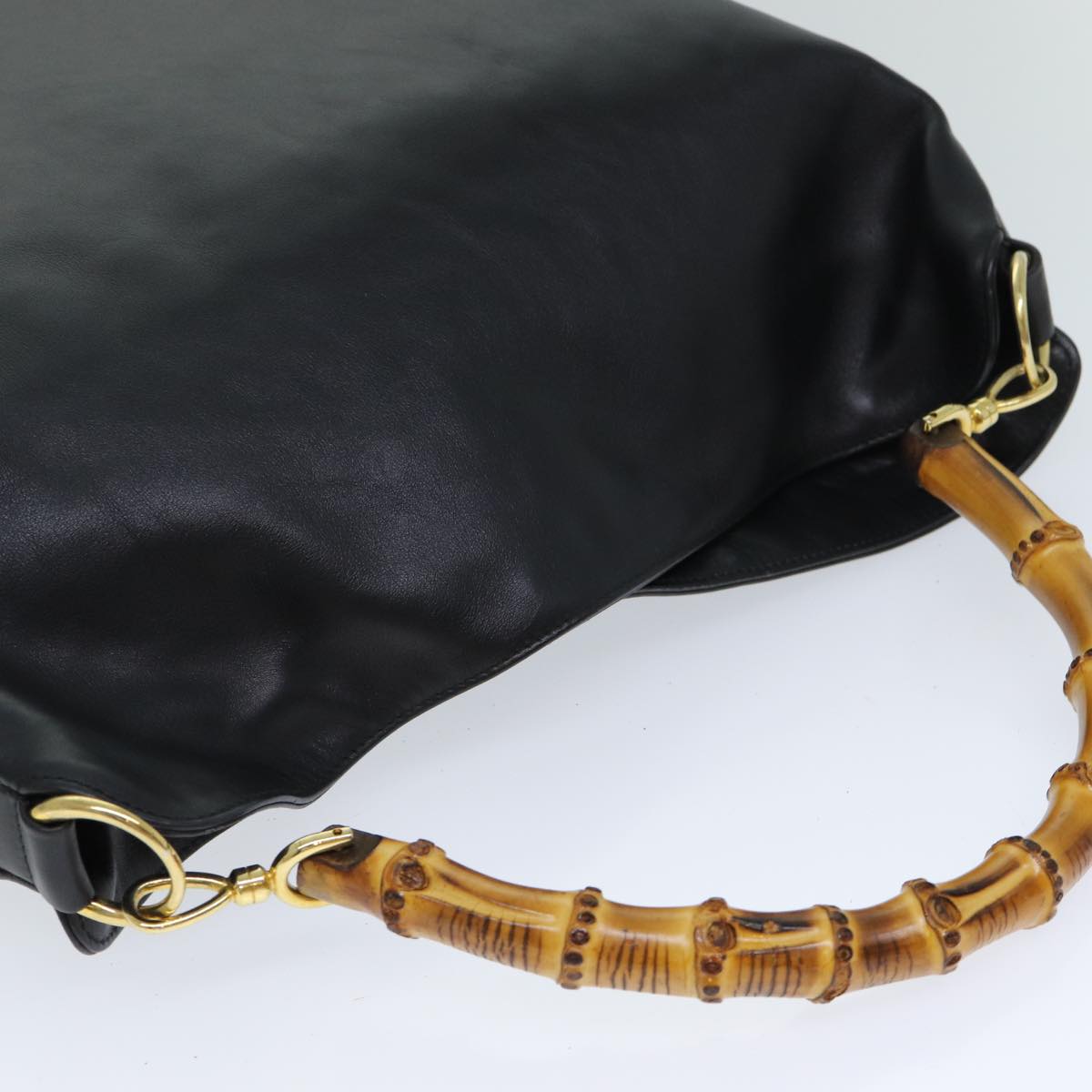 GUCCI Bamboo Shoulder Bag Leather 2way Black 001 1781 1577 ep4378
