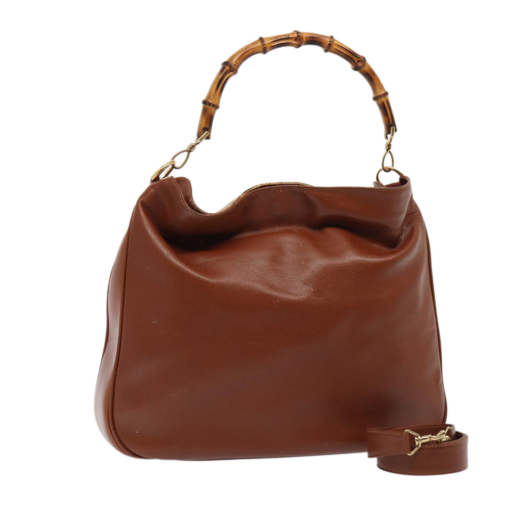 GUCCI Bamboo Hand Bag Leather Brown 001 1781 1577 ep4379