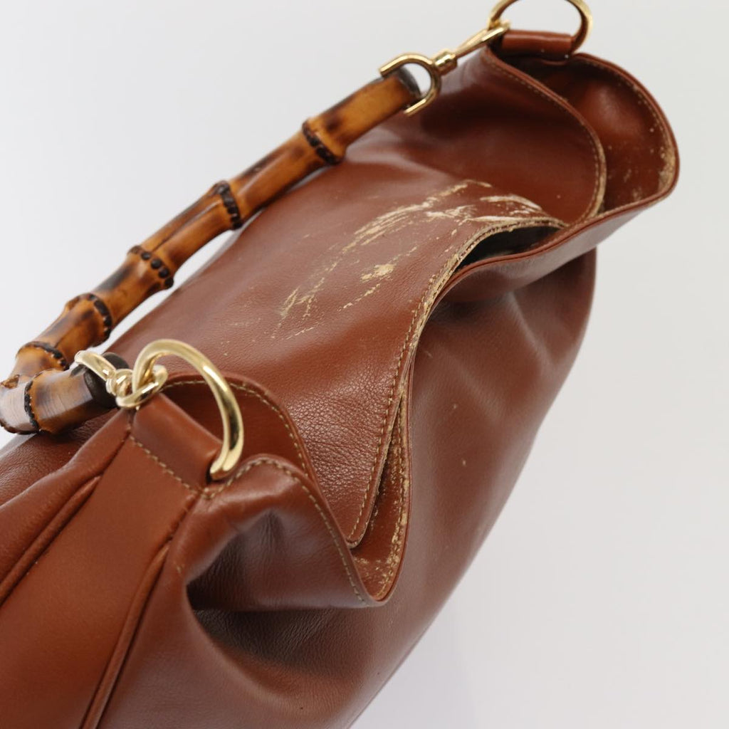 GUCCI Bamboo Hand Bag Leather Brown 001 1781 1577 ep4379