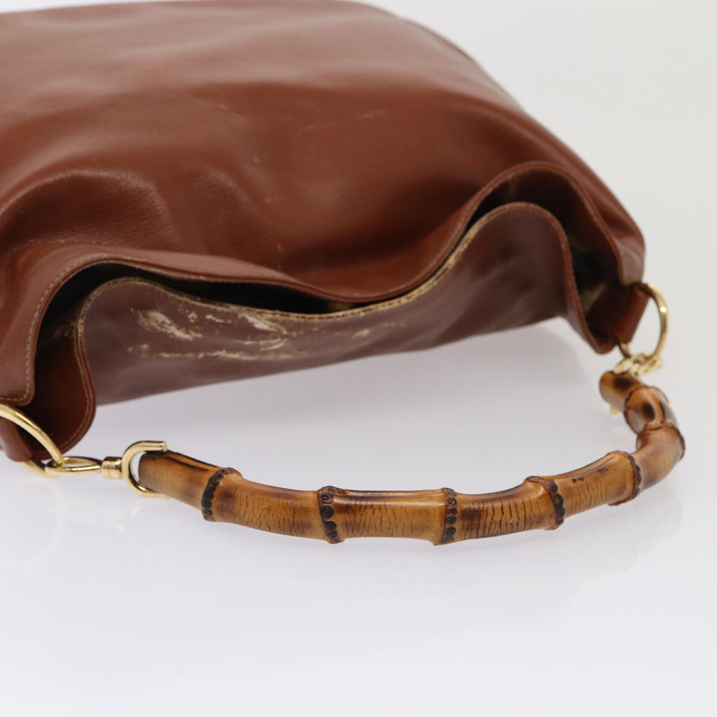 GUCCI Bamboo Hand Bag Leather Brown 001 1781 1577 ep4379