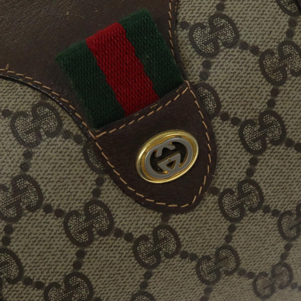 GUCCI GG Supreme Web Sherry Line Boston Bag PVC Beige Red 40 02 007 ep4397