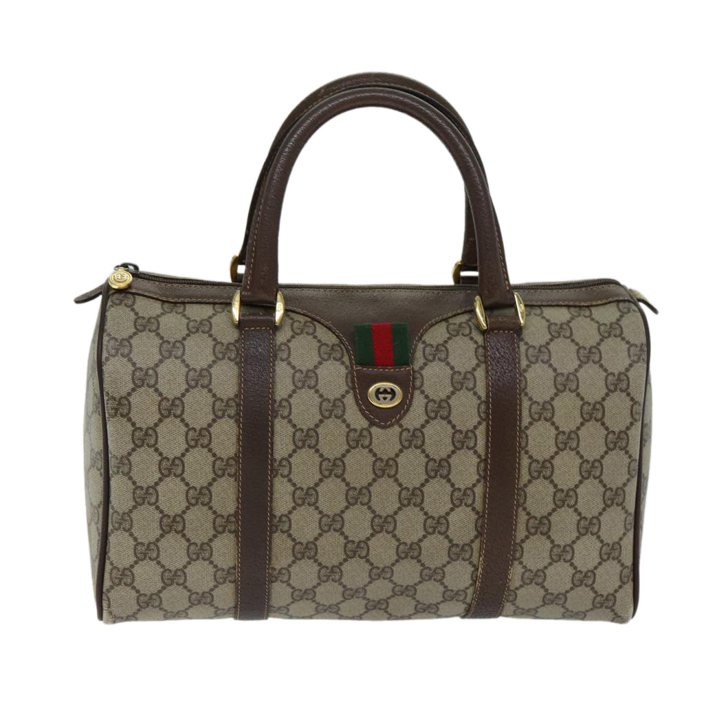 GUCCI GG Supreme Web Sherry Line Boston Bag PVC Beige Red 40 02 007 ep4397