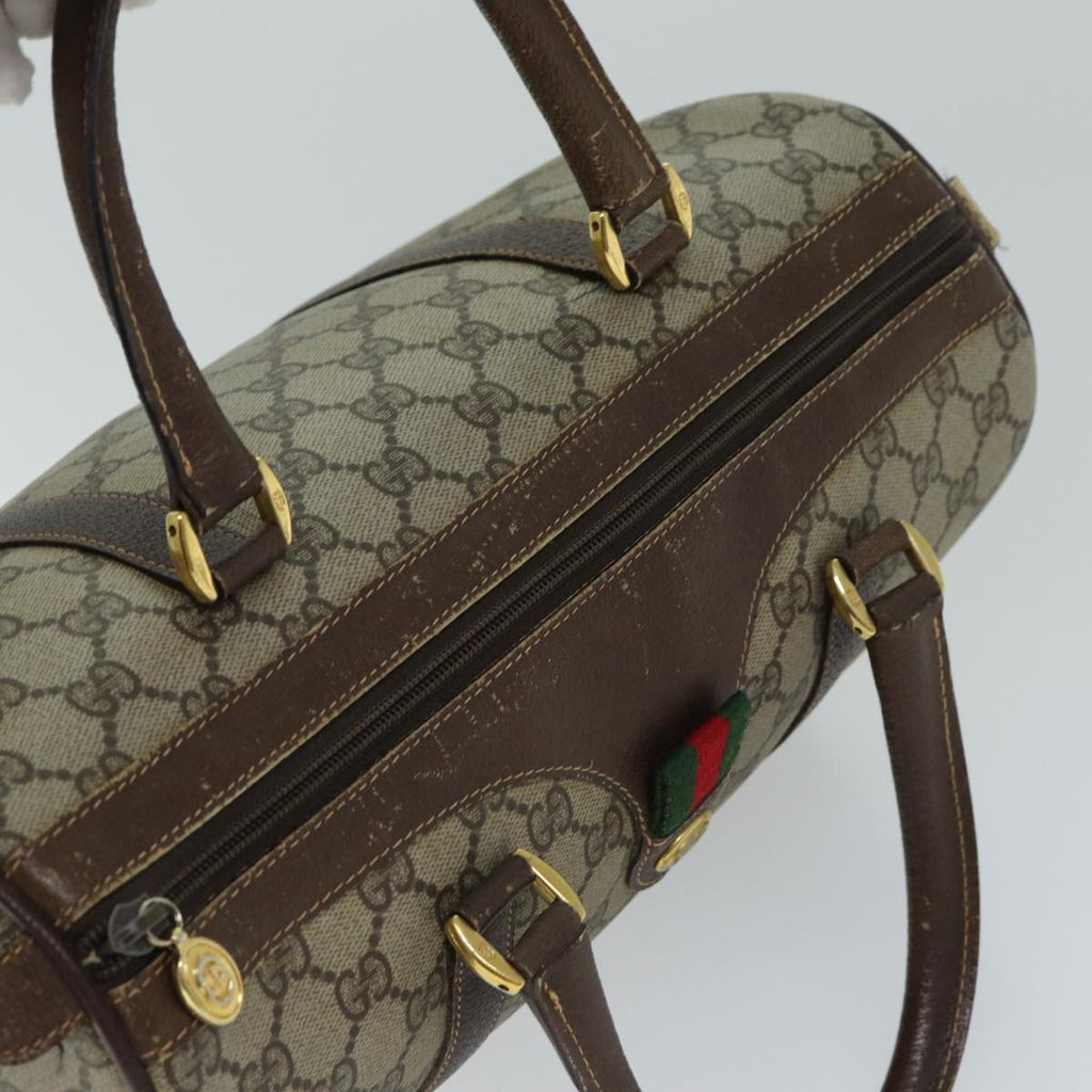 GUCCI GG Supreme Web Sherry Line Boston Bag PVC Beige Red 40 02 007 ep4397
