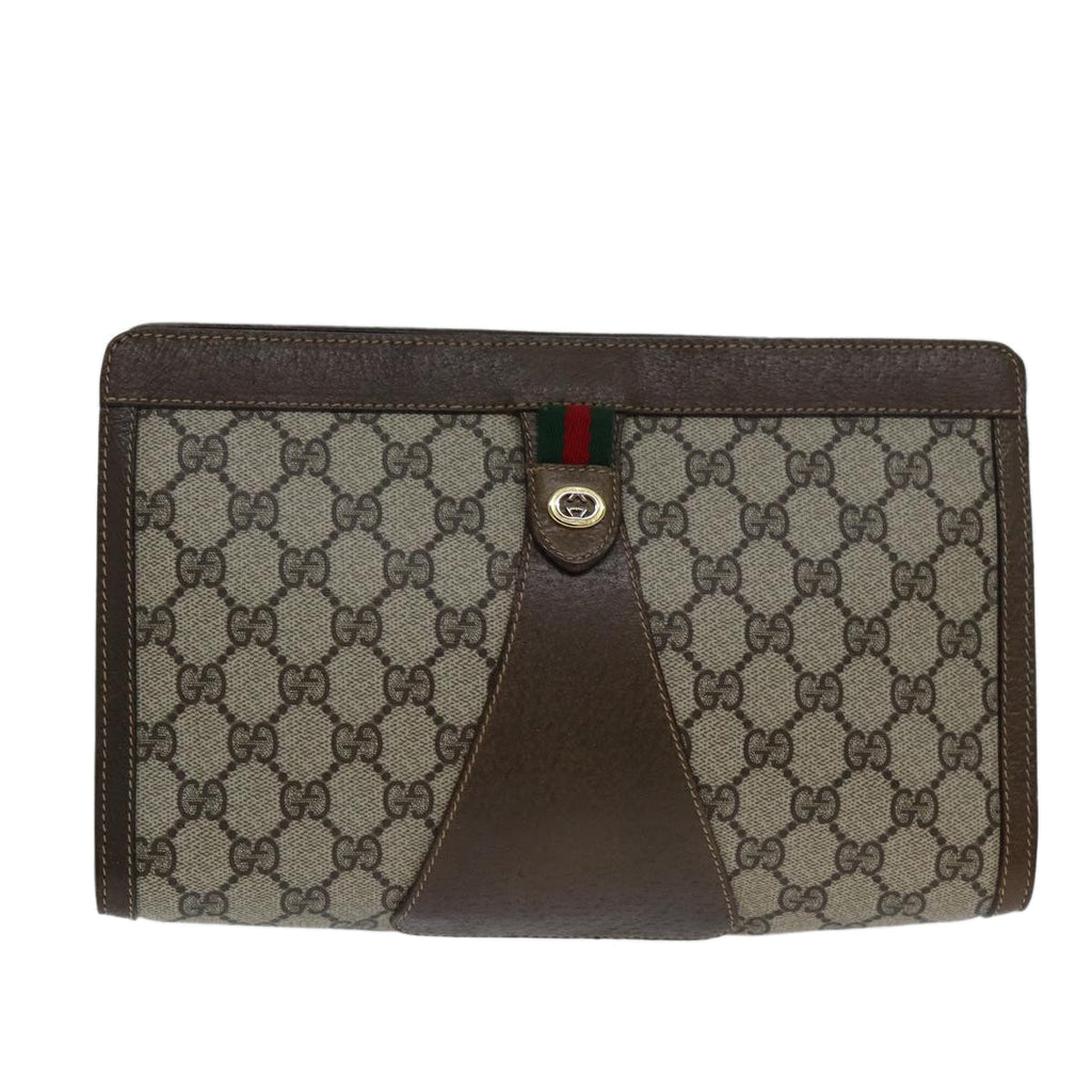 GUCCI GG Supreme Web Sherry Line Clutch Bag PVC Navy Red 89 01 033 ep4398