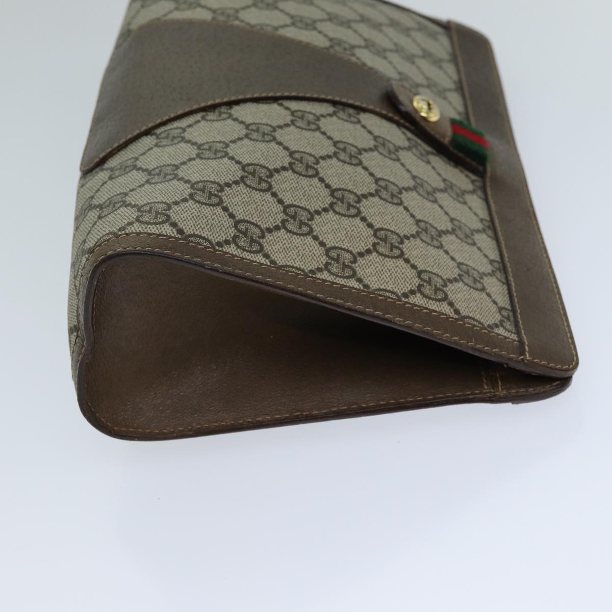 GUCCI GG Supreme Web Sherry Line Clutch Bag PVC Navy Red 89 01 033 ep4398