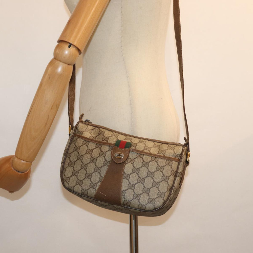 GUCCI GG Supreme Web Sherry Line Shoulder Bag Beige Red 56 02 032 ep4400