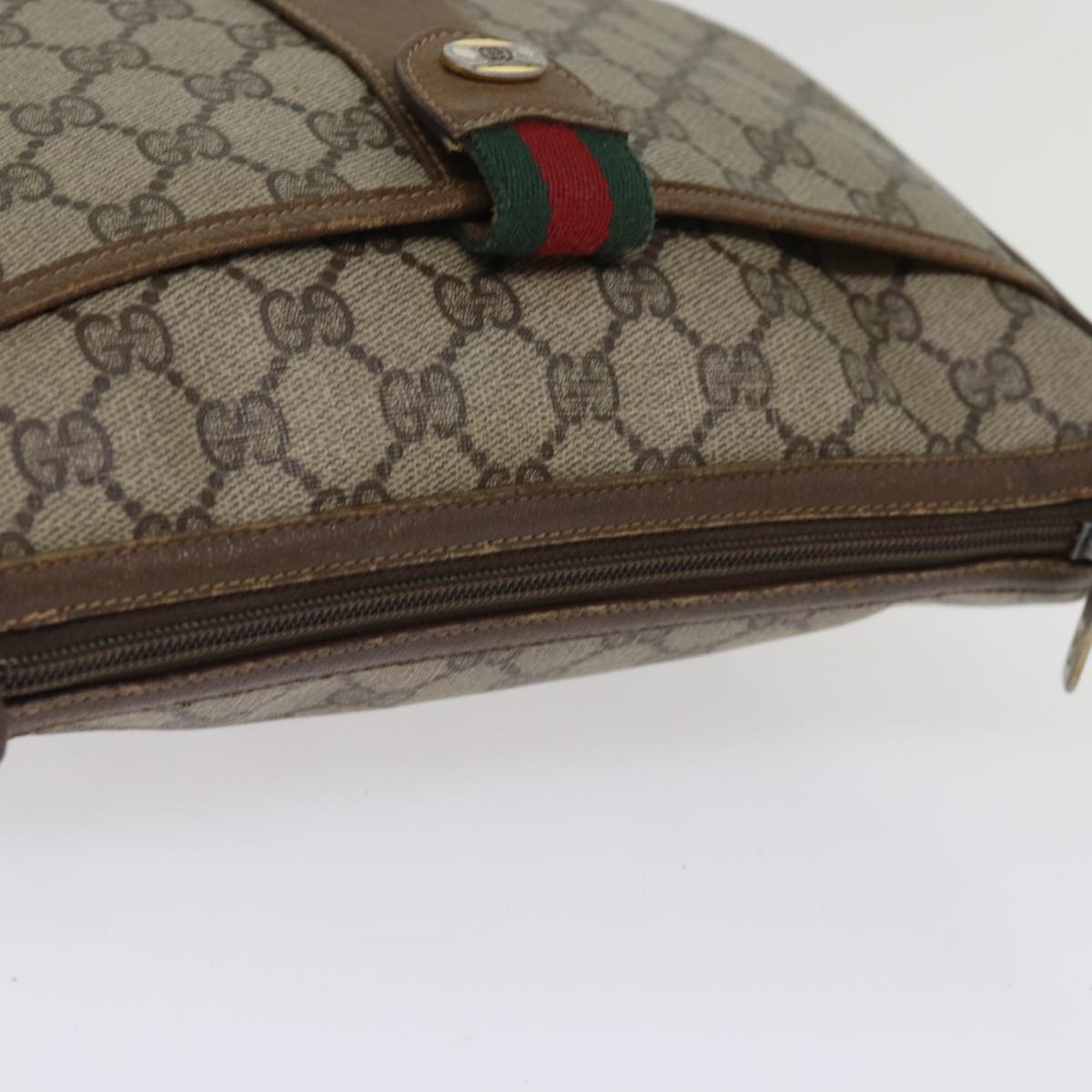 GUCCI GG Supreme Web Sherry Line Shoulder Bag Beige Red 56 02 032 ep4400