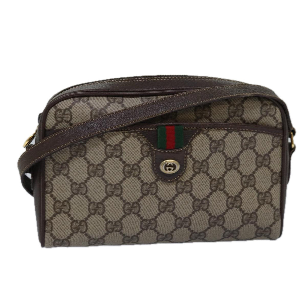 GUCCI GG Supreme Web Sherry Line Shoulder Bag PVC Beige 116 02 089 ep4437
