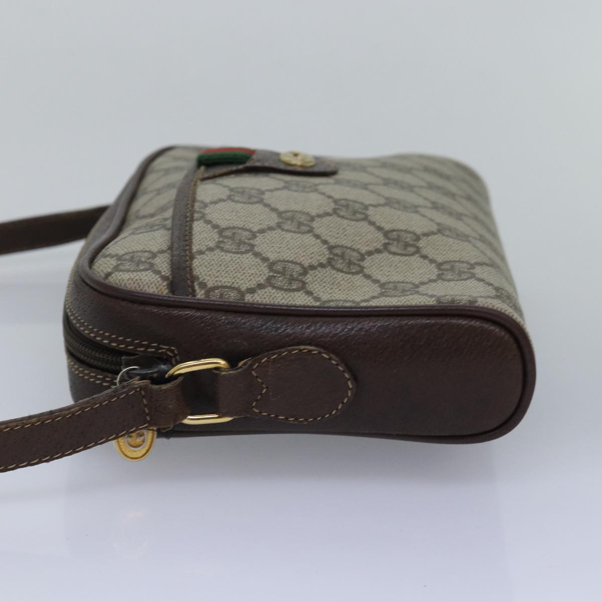 GUCCI GG Supreme Web Sherry Line Shoulder Bag PVC Beige 116 02 089 ep4437