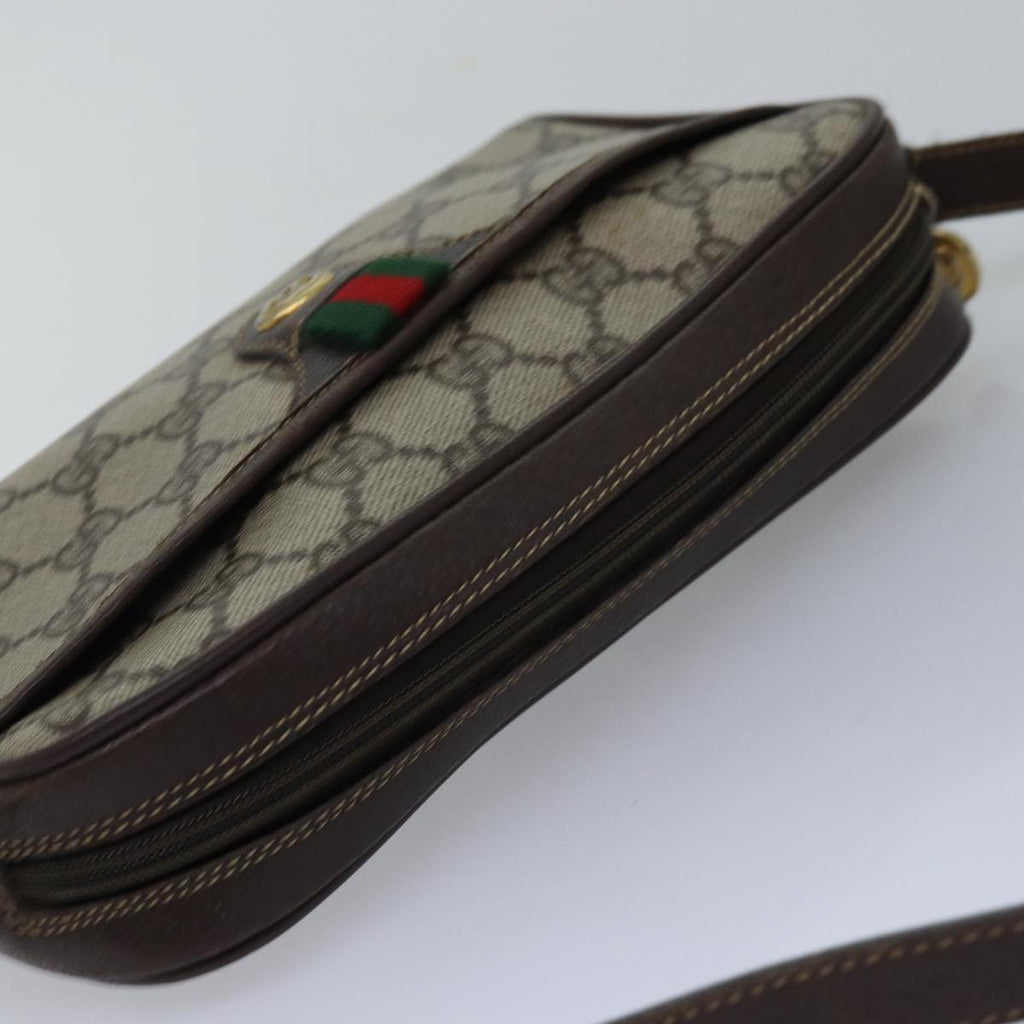GUCCI GG Supreme Web Sherry Line Shoulder Bag PVC Beige 116 02 089 ep4437