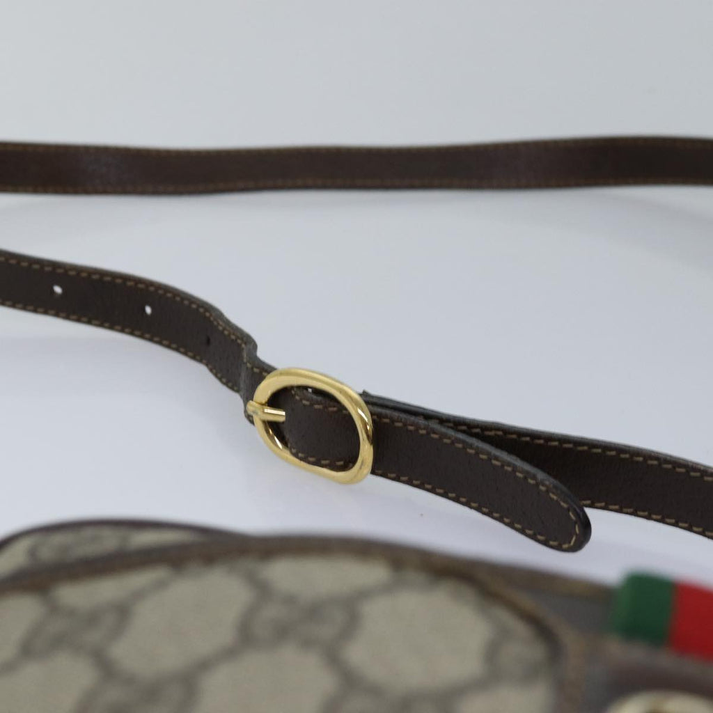 GUCCI GG Supreme Web Sherry Line Shoulder Bag PVC Beige 116 02 089 ep4437