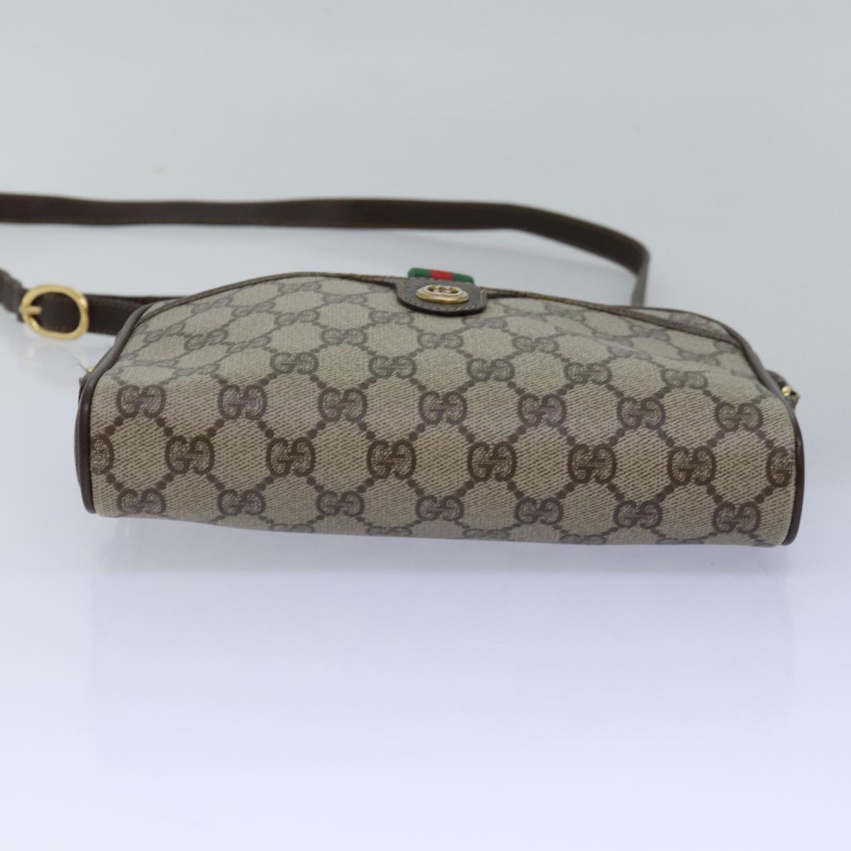 GUCCI GG Supreme Web Sherry Line Shoulder Bag PVC Beige 116 02 089 ep4437