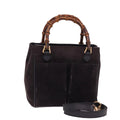 GUCCI Bamboo Hand Bag Suede 2way Navy 000 123 0316 ep4450