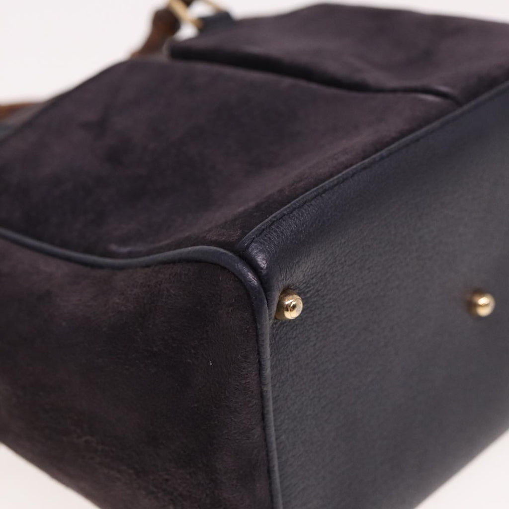 GUCCI Bamboo Hand Bag Suede 2way Navy 000 123 0316 ep4450