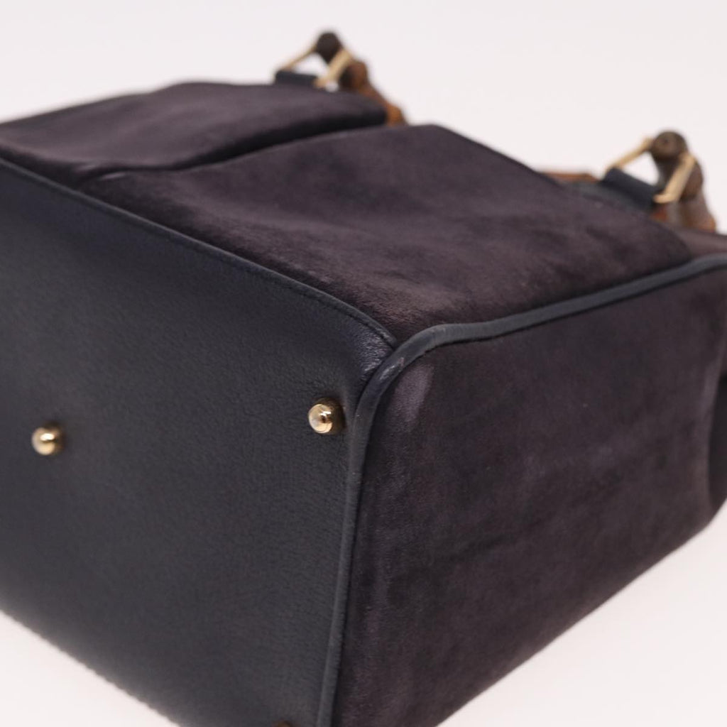 GUCCI Bamboo Hand Bag Suede 2way Navy 000 123 0316 ep4450