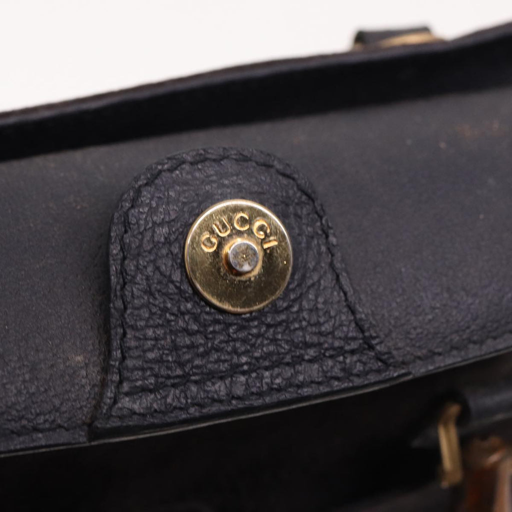GUCCI Bamboo Hand Bag Suede 2way Navy 000 123 0316 ep4450