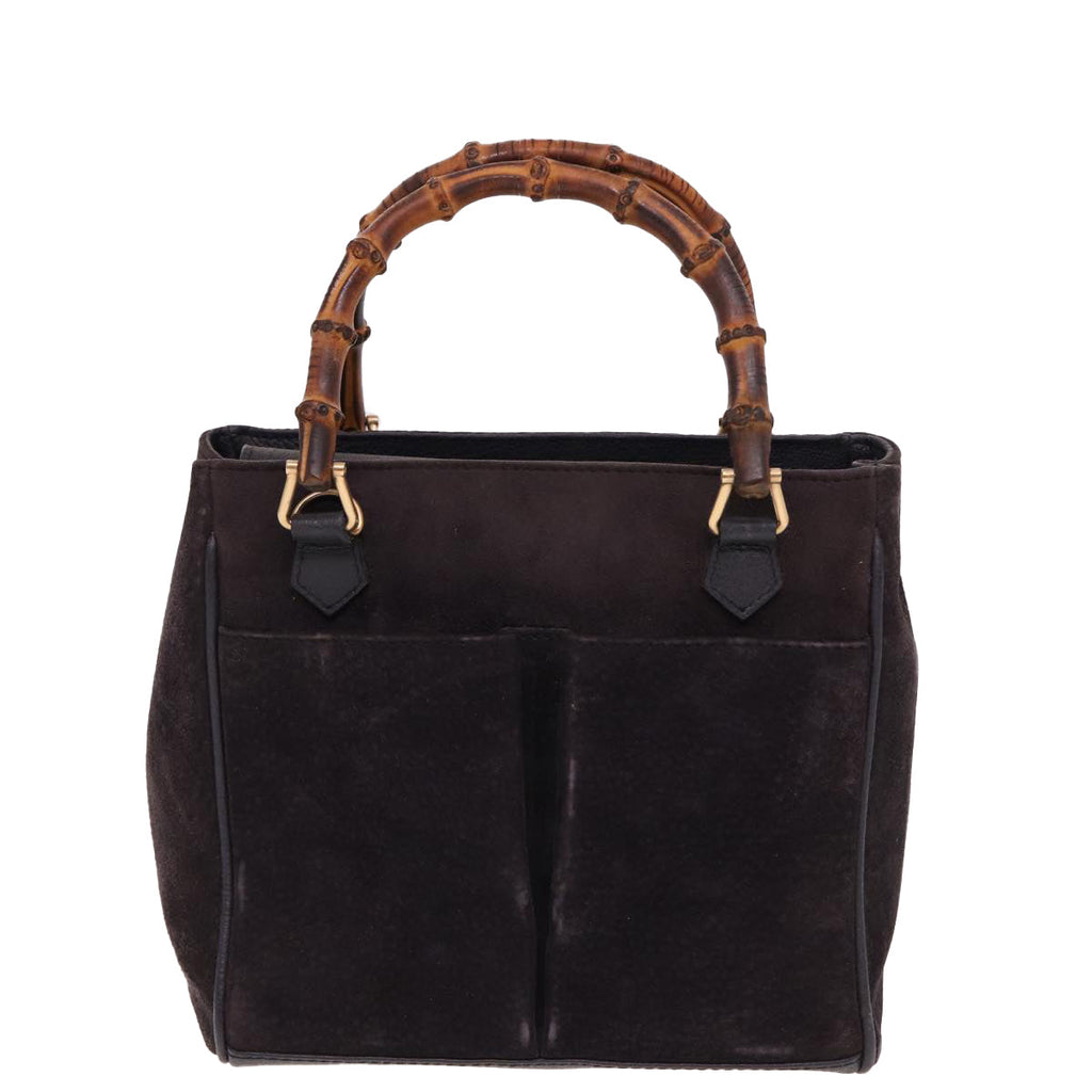 GUCCI Bamboo Hand Bag Suede 2way Navy 000 123 0316 ep4450
