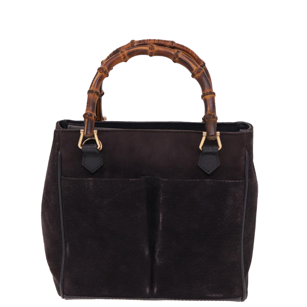 GUCCI Bamboo Hand Bag Suede 2way Navy 000 123 0316 ep4450