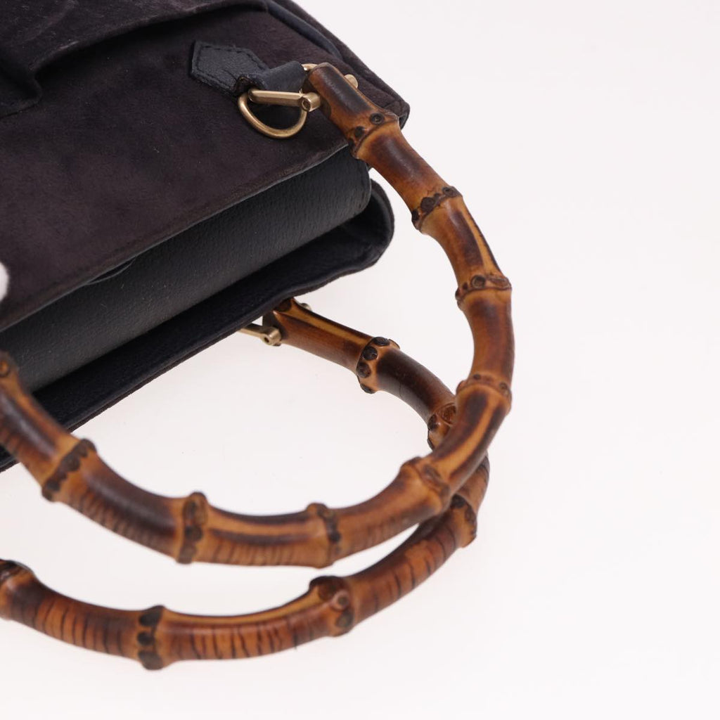 GUCCI Bamboo Hand Bag Suede 2way Navy 000 123 0316 ep4450