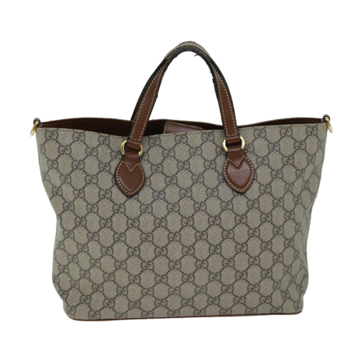 GUCCI GG Supreme Hand Bag PVC 2way Beige 473887 ep4453