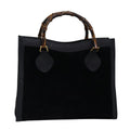 GUCCI Bamboo Tote Bag Suede Leather Black ep4462