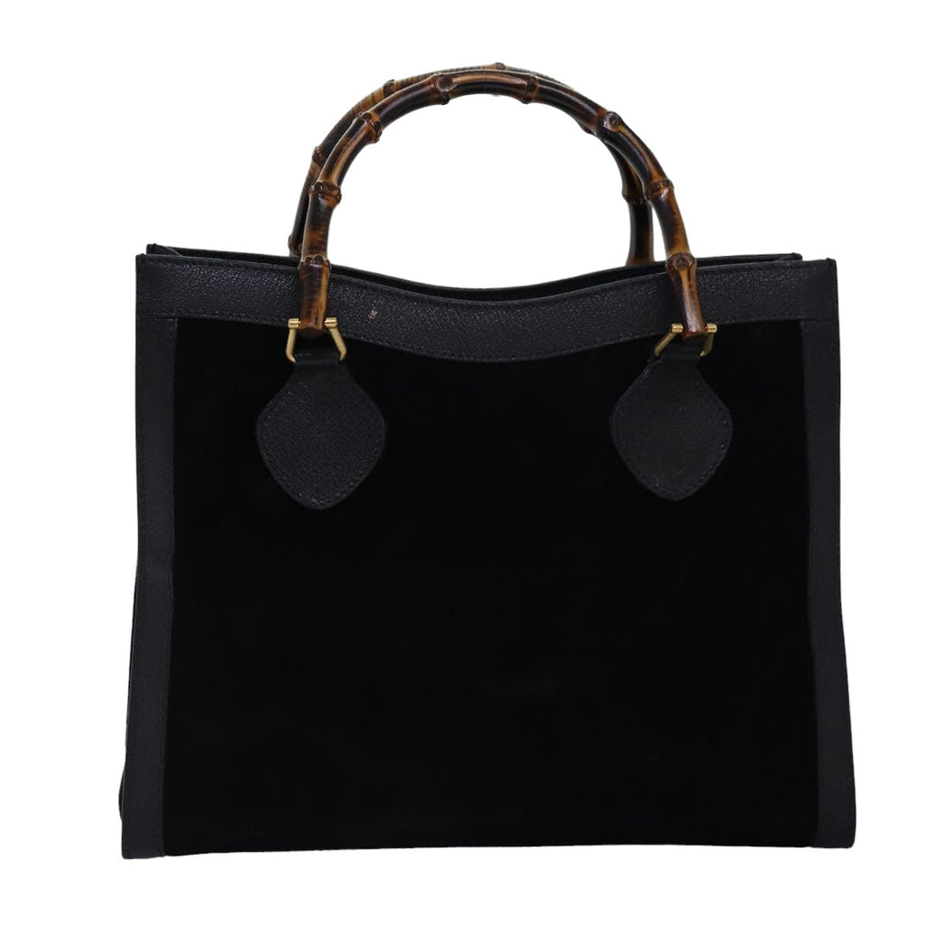 GUCCI Bamboo Tote Bag Suede Leather Black ep4462