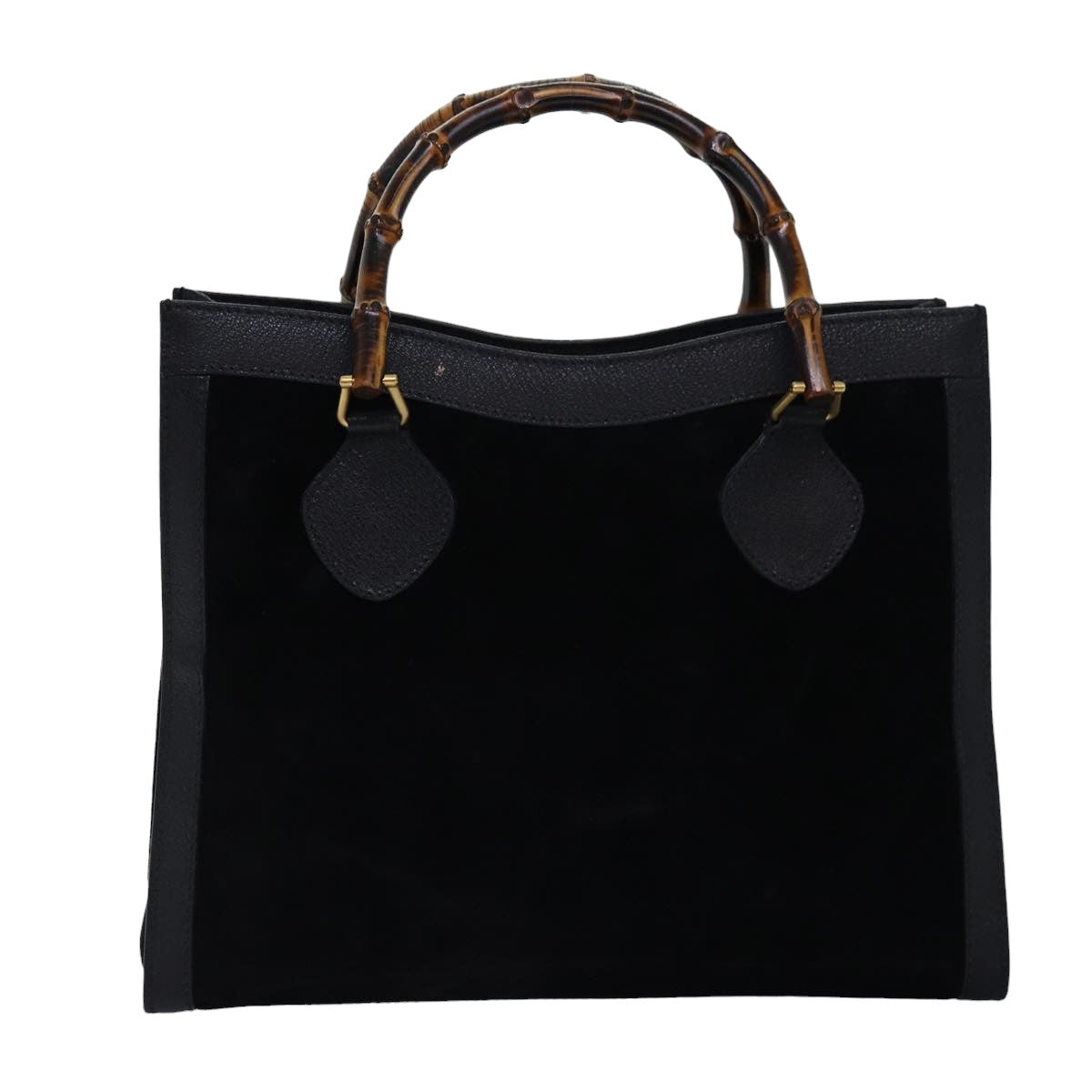 GUCCI Bamboo Tote Bag Suede Leather Black ep4462