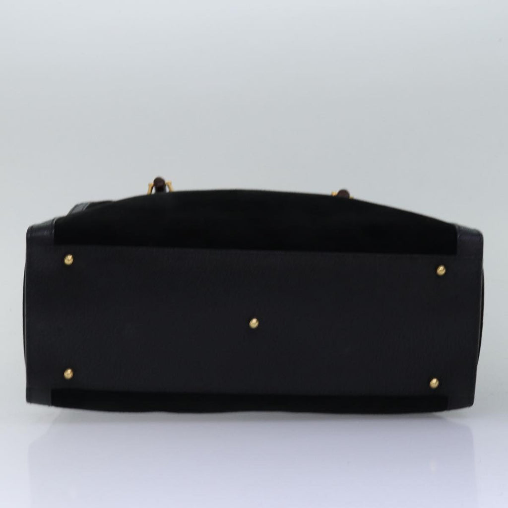 GUCCI Bamboo Tote Bag Suede Leather Black ep4462