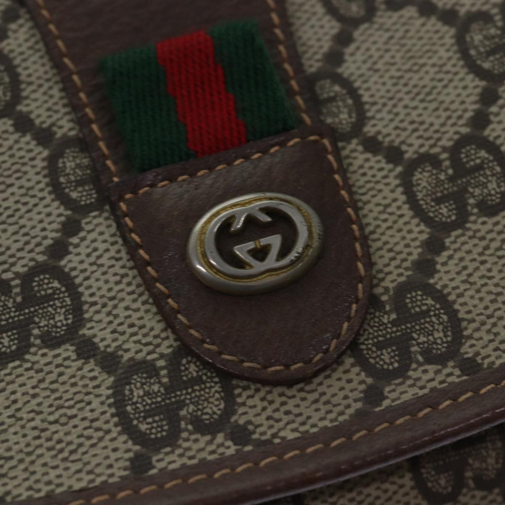 GUCCI GG Supreme Web Sherry Line Clutch Bag PVC Beige Red 156 01 030 ep4466