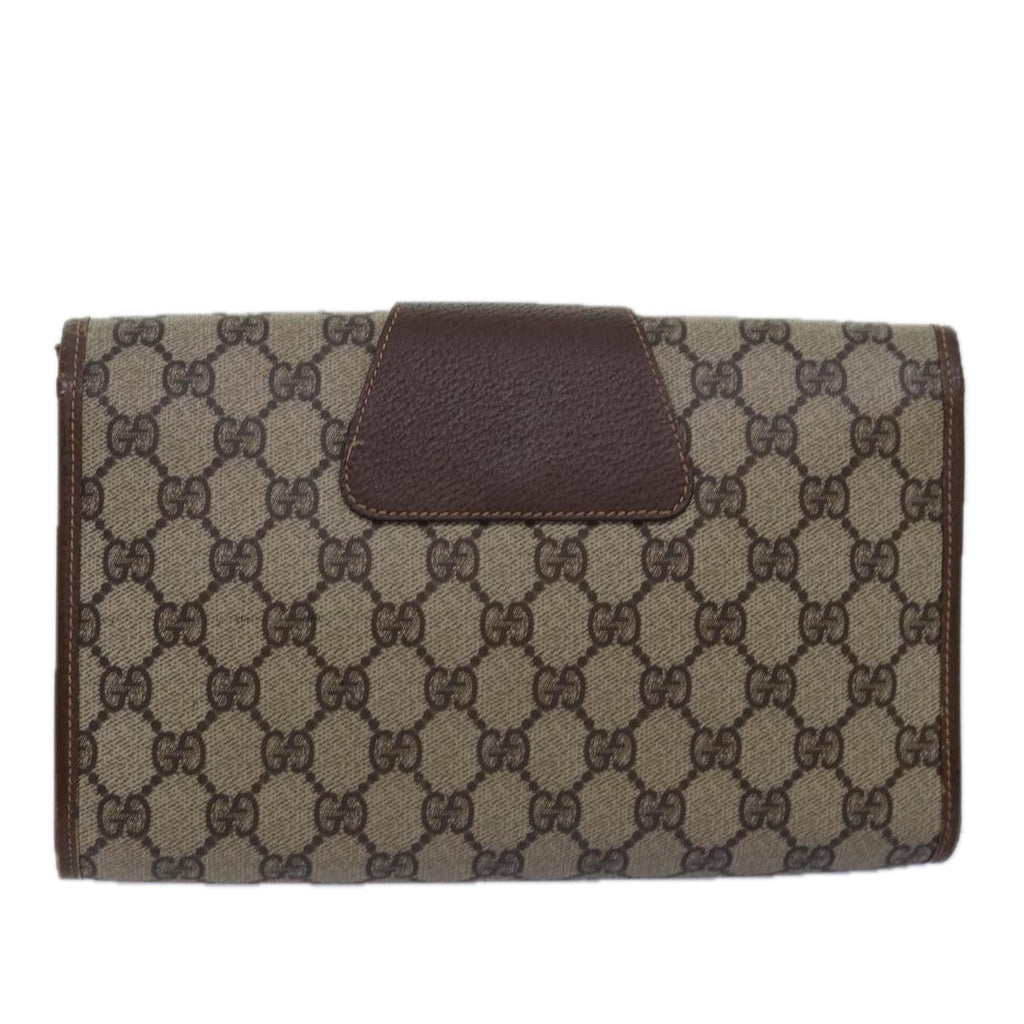 GUCCI GG Supreme Web Sherry Line Clutch Bag PVC Beige Red 156 01 030 ep4466