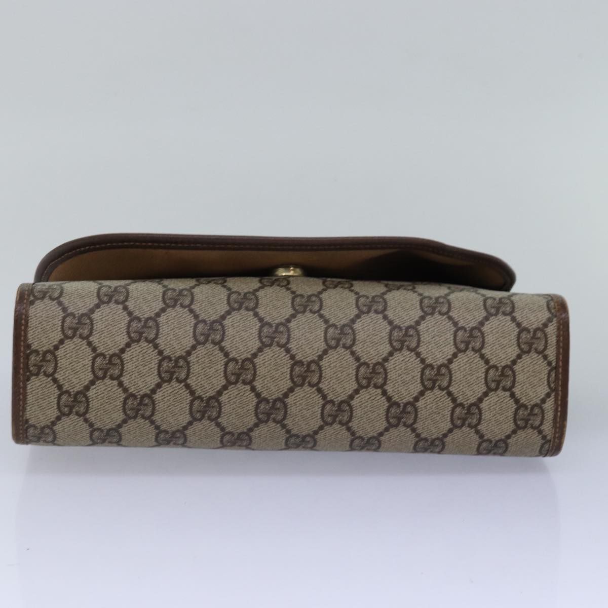GUCCI GG Supreme Web Sherry Line Clutch Bag PVC Beige Red 156 01 030 ep4466