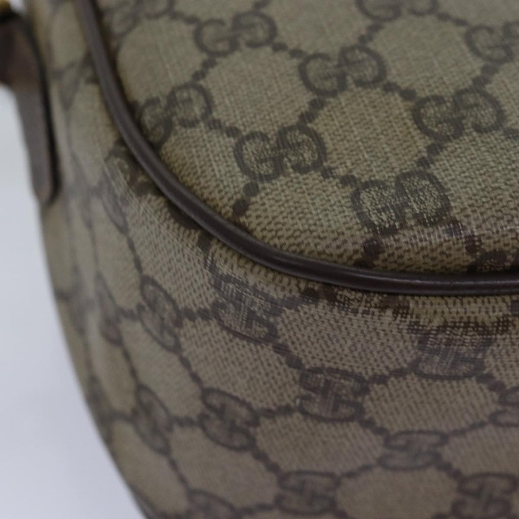 GUCCI GG Supreme Web Sherry Line Shoulder Bag PVC Leather Beige Brown Auth