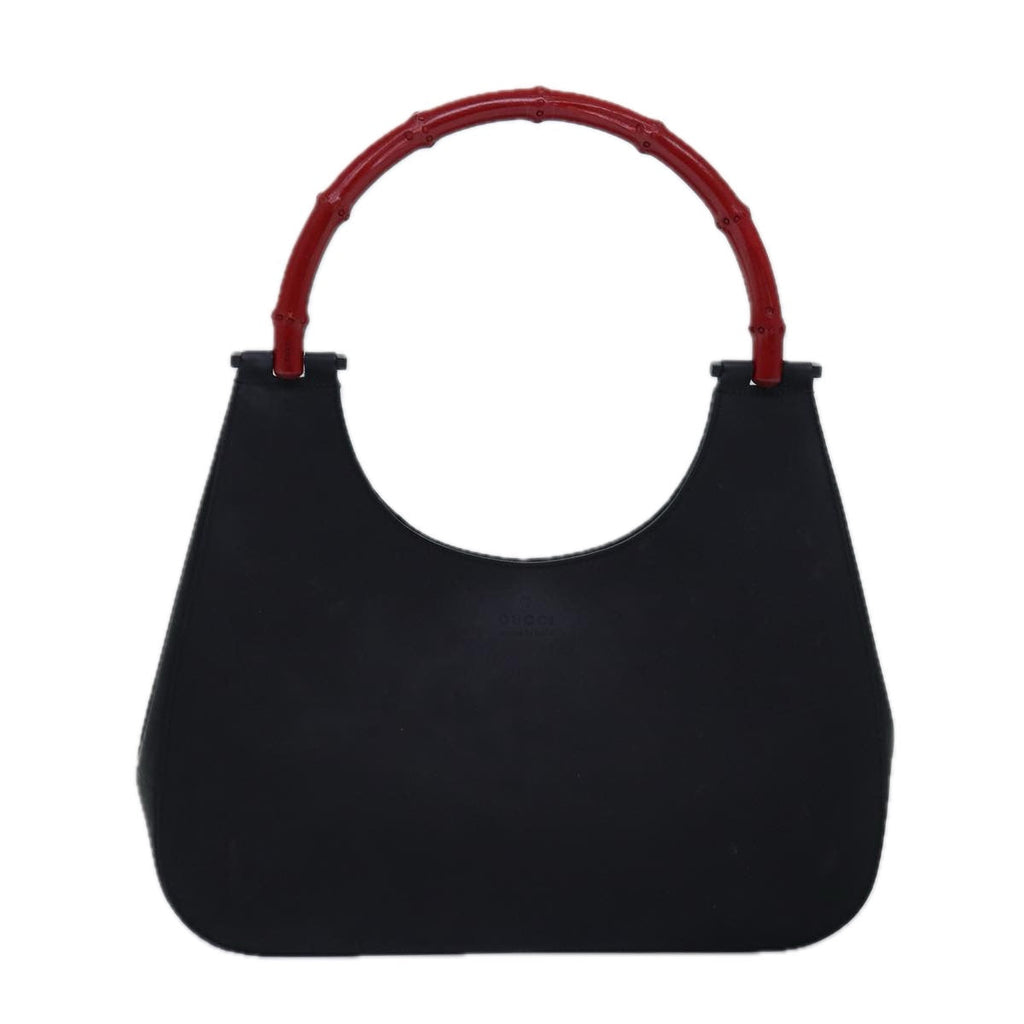 GUCCI Bamboo Shoulder Bag Leather Black Red 001 3739 3444 ep4479
