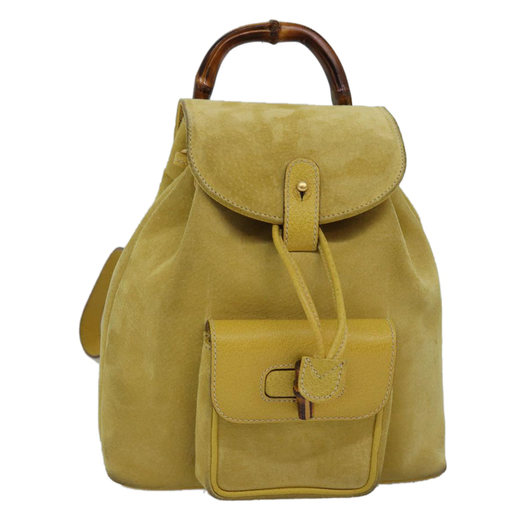 GUCCI Bamboo Hand Bag Suede Yellow 003 1705 0030 ep4483