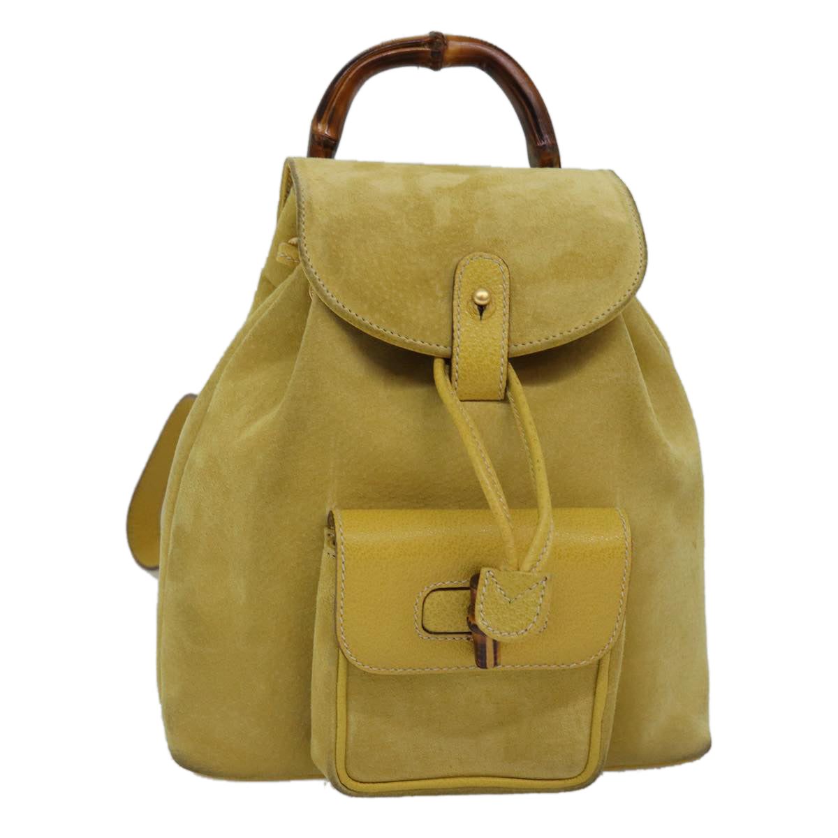 GUCCI Bamboo Hand Bag Suede Yellow 003 1705 0030 ep4483