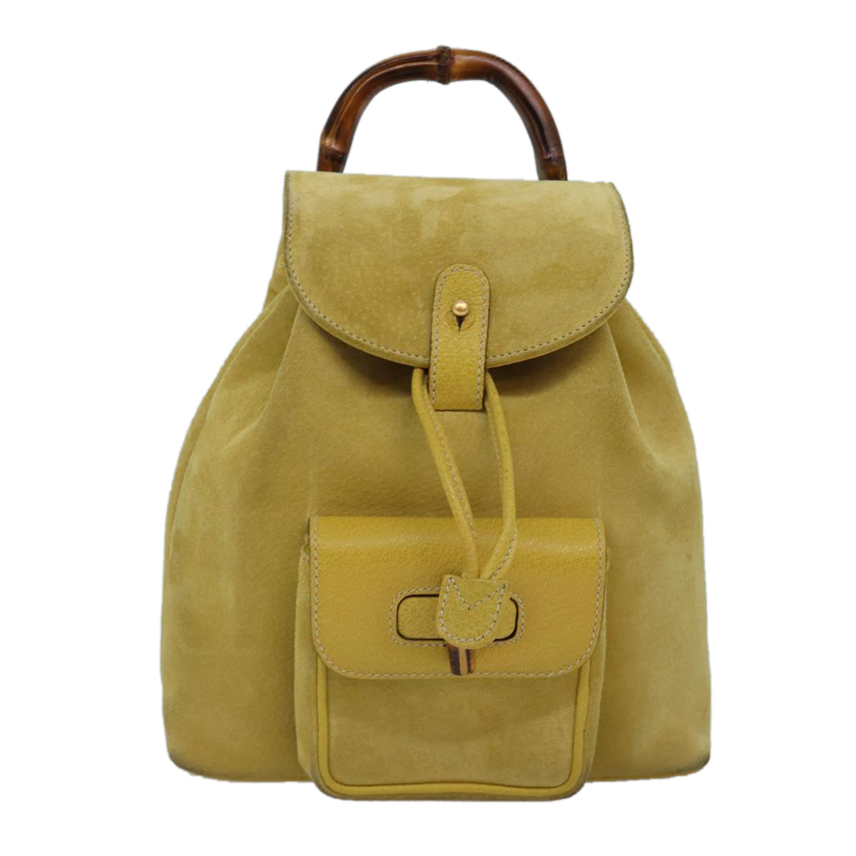GUCCI Bamboo Hand Bag Suede Yellow 003 1705 0030 ep4483