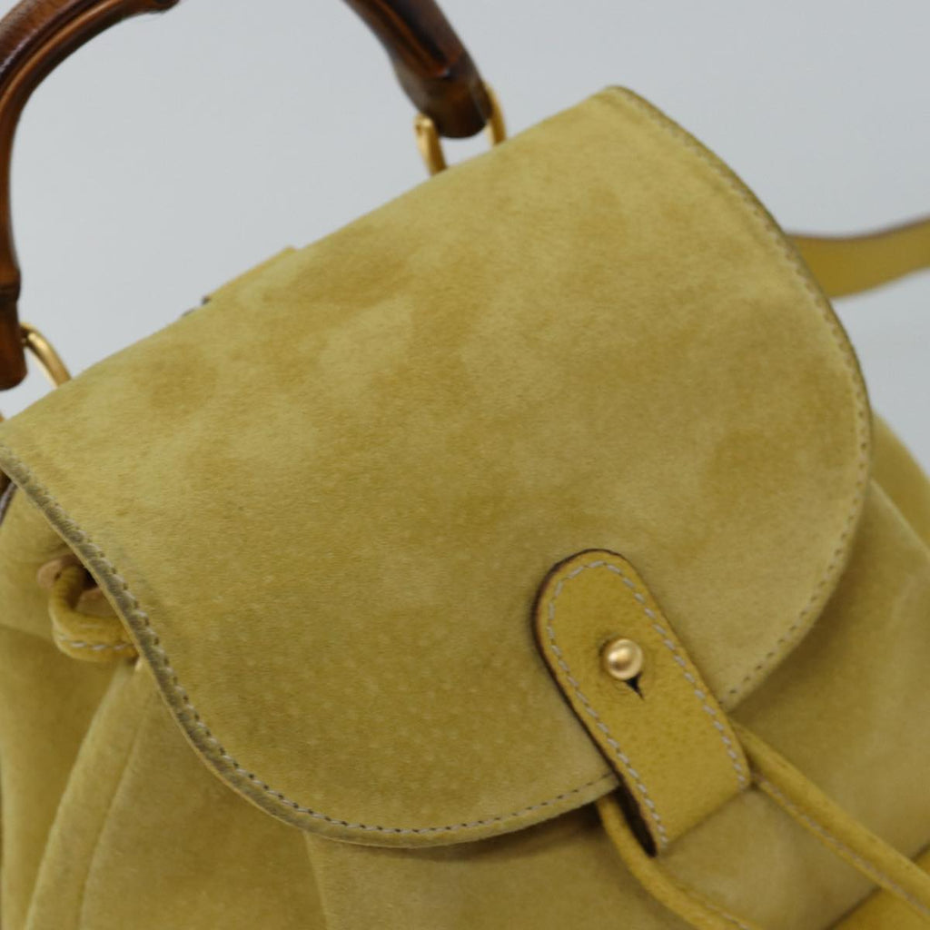 GUCCI Bamboo Hand Bag Suede Yellow 003 1705 0030 ep4483