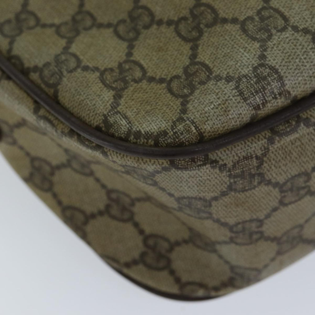 GUCCI GG Supreme Web Sherry Line Shoulder Bag PVC Leather Beige Brown Auth